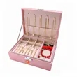 Large Capacity Double-Layer Leather Jewelry Box with Lock | https://www.bestnamebadges.com