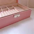 Large Capacity Double-Layer Leather Jewelry Box with Lock | https://www.bestnamebadges.com