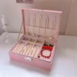 Large Capacity Double-Layer Leather Jewelry Box with Lock | https://www.bestnamebadges.com