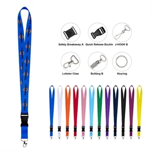 3/4" Custom Premium Breakaway ID Lanyard W/Detachable Buckle