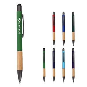 2 In 1 Metal Click Ballpoint Pen W/ Soft Touch Stylus Tip