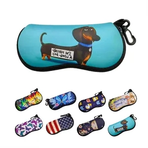 Full Color Soft Neoprene Sunglasses Case W/ Carabiner Clip