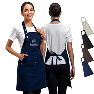 13 oz. Canvas Kitchen Apron w/ Buttons & 2 front pockets