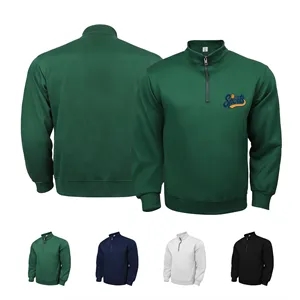 Unisex Long Sleeve Quarter Zip Mock Neck Pullover Sweatshirt