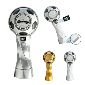Custom Soccer Ball Handheld Cooling Fan With Digital Display