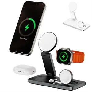 Custom Foldable 3 In 1 Magnetic Wireless Charger Stand