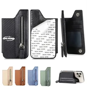 PU Leather Stick On Phone Wallet Card Holder Stand