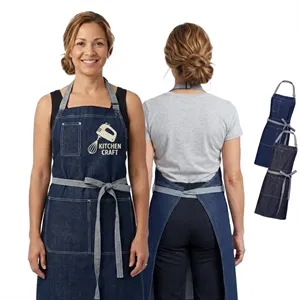 12oz Cotton Denim Kitchen Apron w/ front straps & 3 Pockets