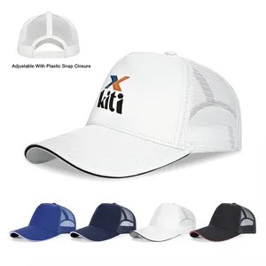 5 Panel Structured Mesh Trucker Cap W/ Sandwich Visor
