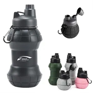 Collapsible Silicone Grenade Shaped Water Cup with Keychain