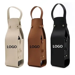 PU Leather Wine Gift Bag Portable Bottle Carrier