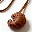 Croissant Keychain Leather Pendant with Lanyard | https://www.bestnamebadges.com