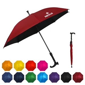 45"Arc Auto Open Windproof Walking Cane Stick Umbrella