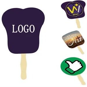 Round Paper Hand Fan with Wooden Handle for Promotion