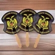 Round Paper Hand Fan with Wooden Handle for Promotion | https://www.bestnamebadges.com