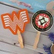Round Paper Hand Fan with Wooden Handle for Promotion | https://www.bestnamebadges.com