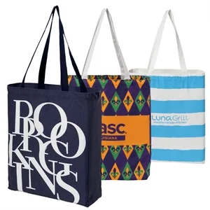 8 Oz Sublimated Poly Canvas Tote Bag w/ Gusset - 14"x16"x4"