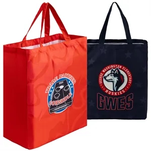 8 Oz Sublimated Poly Canvas Tote Bag w/ Gusset - 14"x18"x6"