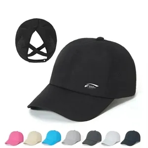 Womens Criss Cross Ponytail Mesh Baseball Cap