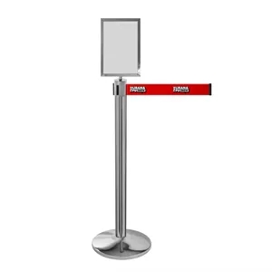 35" Custom Retractable Belt Stanchion with Sign Holder