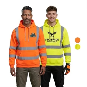 Class 3 High Vis Reflective Safety Workwear Hoodie Pullover
