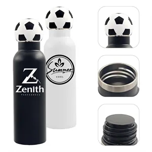 17Oz Stainless Steel Insulated Water Bottle W/ Soccer Lid