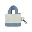 Mini Two Tone Canvas Tote Bag Keychain Coin Purse W/ Zipper | https://www.bestnamebadges.com