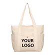 Customized Eco-Friendly Canvas Tote Bag with 2 Side Pockets | https://www.bestnamebadges.com
