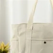 Customized Eco-Friendly Canvas Tote Bag with 2 Side Pockets | https://www.bestnamebadges.com