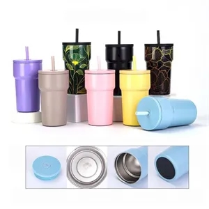 304 Stainless Steel Double-wall Insulated Tumbler with Straw
