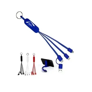 2-In-2 Charging Cable Keychain With Built-In Phone Stand
