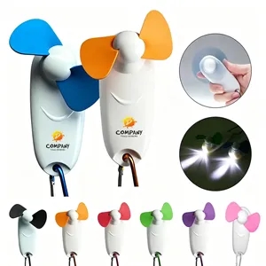 Portable Mini Fan With Carabiner And Flashlight