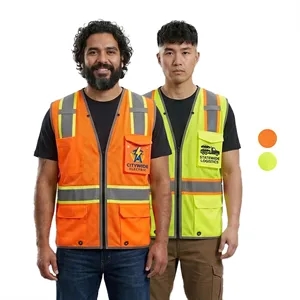 Premium Knitted Hi Vis Class 3 Safety Vest with 6 Pockets