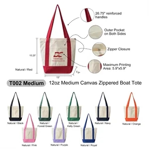 12oz medium canvas Zippered Boat Tote