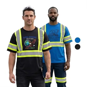 Two Tone Hi Vis Reflective Tape Mesh Safety T-Shirt w/Pocket