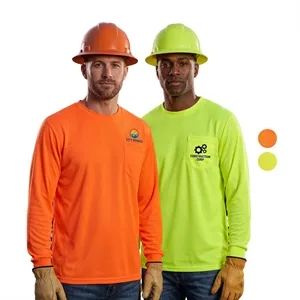 High Viz Non-ANSI Safety Long Sleeve Tee Shirt W/ Pocket