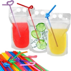 Clear Drink Pouches with Straws