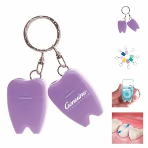 Tooth Shape Dental Floss With Keychain