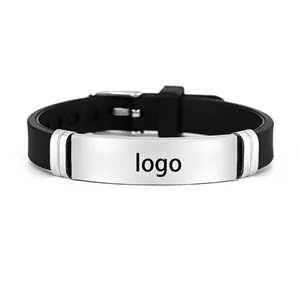 Wristband Adjustable Stainless Steel Silicone Bracelet