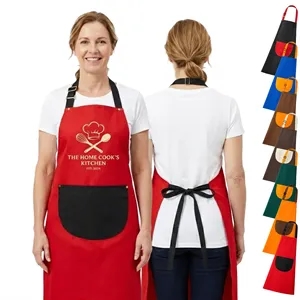 12 oz. Double frock Kitchen Apron w/ Contrast strap & Pocket