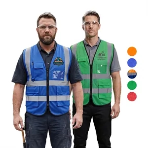 Mesh Hi-Viz Reflective Tape Safety Vest With 4 Pockets