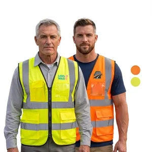 Class 2 Hi Vis Reflective Tape Safety Vest With 4 Pockets