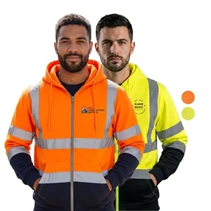Two Tone Hi Viz Class 3 Reflective Tape Safety Zipper Hoodie