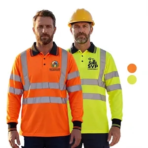 High Vis Class 3 Reflective Safety Long Sleeve Polo Shirt