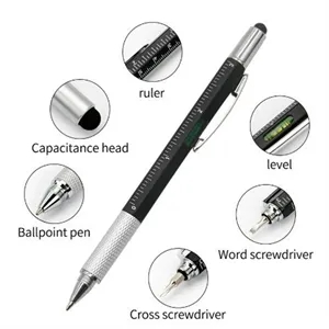 6 in 1 Multifunction Tool Pen with Ruler Stylus Screwdrivers