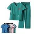 Unisex Medical Scrub Set V Neck Top And Pants | https://www.bestnamebadges.com