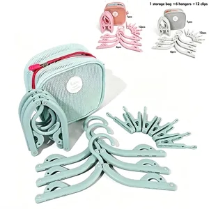 Travel Folding Hanger With Storage Bag Portable Organizer