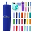 16oz Double Wall Plastic Tumbler With Straw And Lid | https://www.bestnamebadges.com