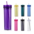 16oz Double Wall Plastic Tumbler With Straw And Lid | https://www.bestnamebadges.com
