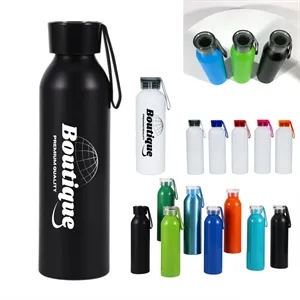20Oz Aluminum Sports Water Bottle With Carry Strap
